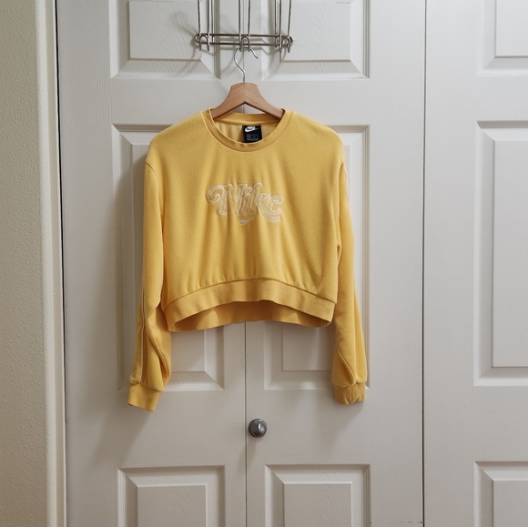 Nike Tops - Nike Women's Retro Femme Terry Crop Yellow Sweatshirt Size XS